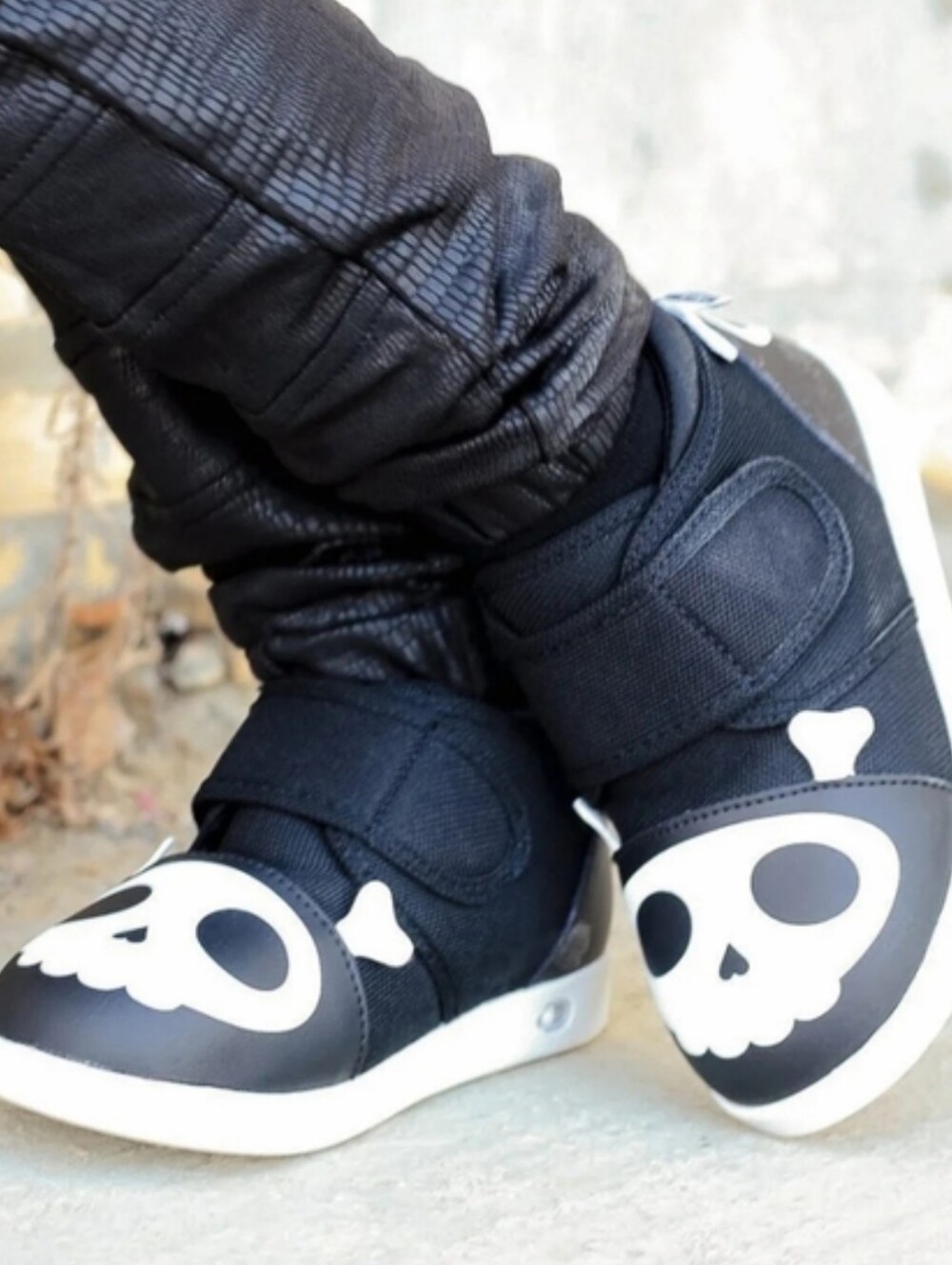 Ikiki Kids Black Skull Slip-On Shoes